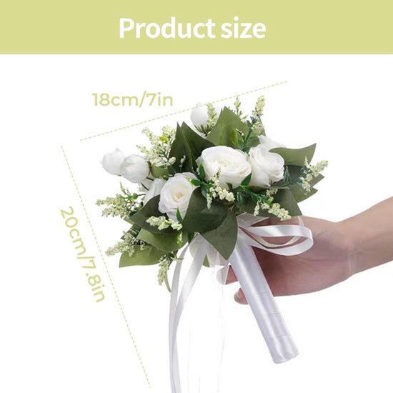 Bruidsboeket - Kunstmatige Rozen - Zijden Rozen - Romantische Bloemstukken voor Thuis en Bruiloft Decoratie (Wit)