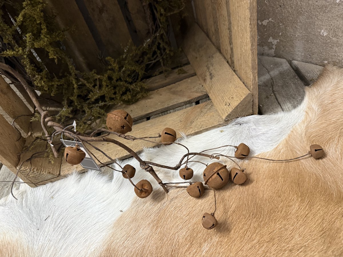 Het Bloemenerf - Landelijke roest tak met belletjes / guirlande / kerst
