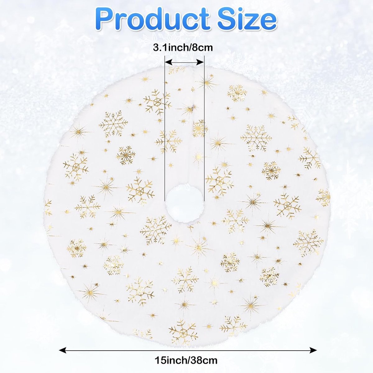 Kerstboomrok - Gouden Sneeuwvlok - 38 cm - Pluche Mini Kerstboomtapijt - Voor Kleine Kerstbomen