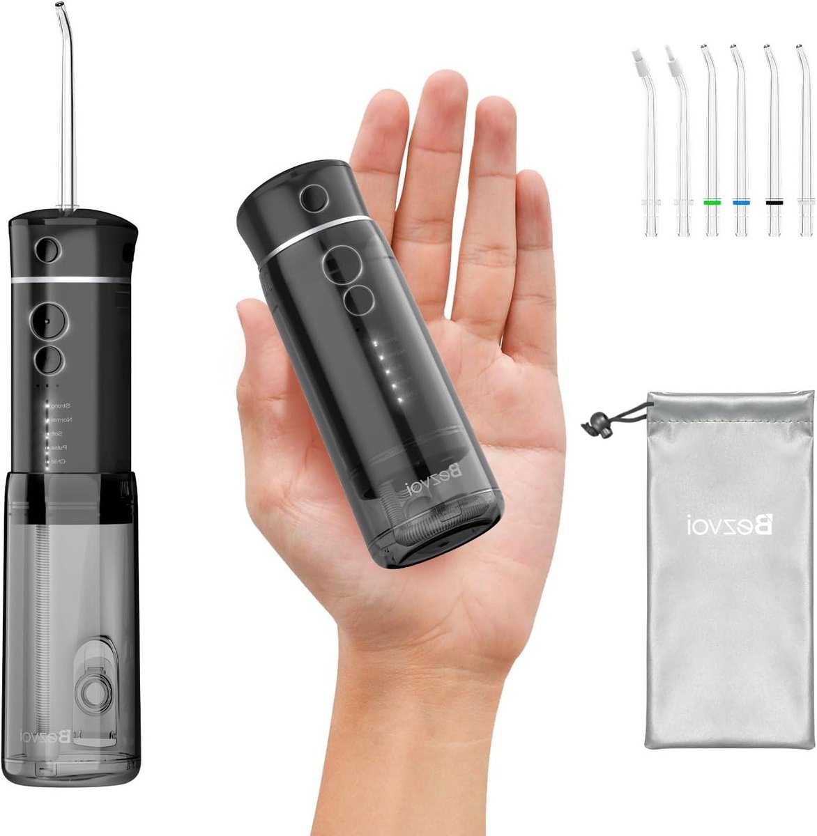 Waterflosser Monddouche - Reisflosser Mondverzorging - Tanden Reinigen - 5 Reinigingsstanden - Compact Formaat - Zwart