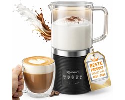 Melkopschuimer 500 ml – Elektrisch met Glazen Kan – 5 Functies – Stil – Warm & Koud Melkschuim
