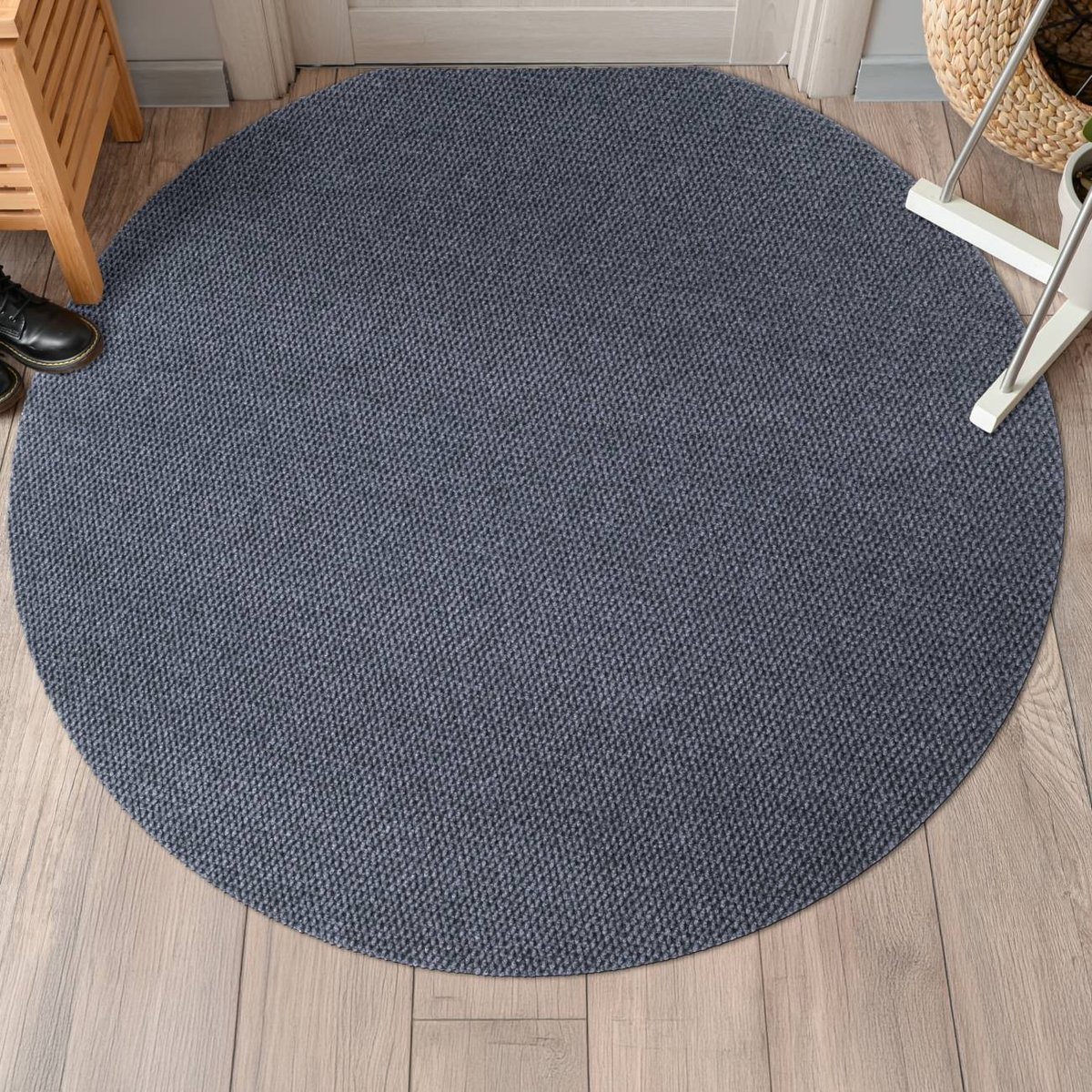 ANRO Schoonloopmat BOB Grijs Ø100cm – Tapijtloper Vuilvangmat Antislip Op Maat Entree Kantoor