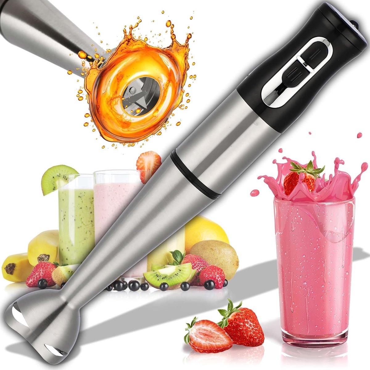 Elektrische Staafmixer - Zwart - 1200 W - Met Traploze Snelheden - Voor Smoothies en Sauzen