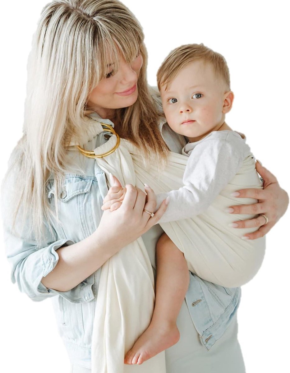 Ring Sling Draagdoek - Baby Draagzak - Baby Dragen - 100% Biologisch Katoen - 210 x 70 cm - Beige