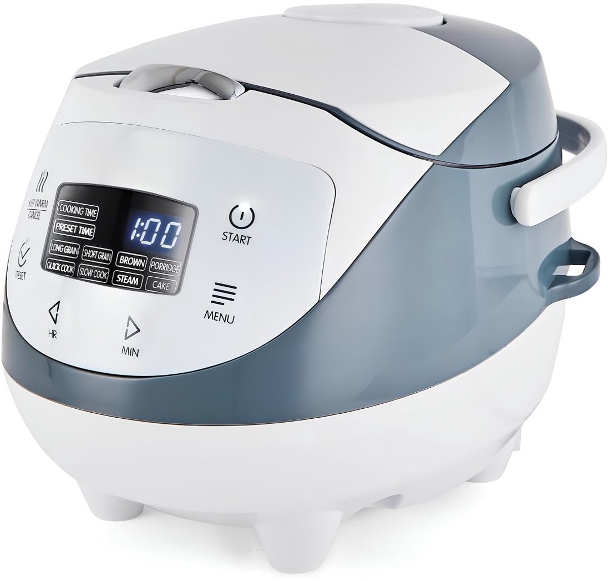 NIVA® Rijstkoker – Multifunctioneel Koken - Met Keramische Binnenpan – Wit/Grijs - 30cm x 23cm x 21cm