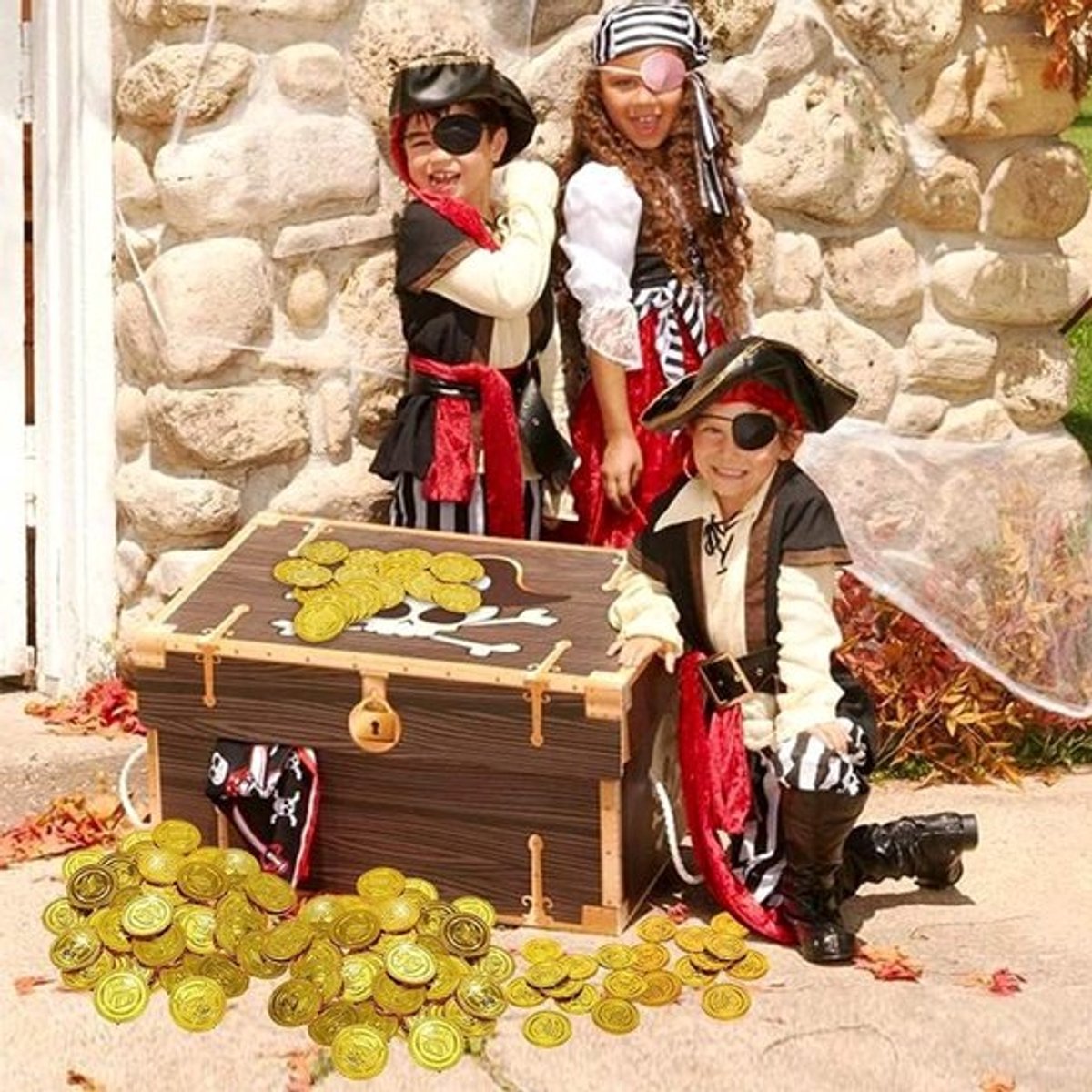 Piraten schatten goudmunten speelgoed voor kinderen, perfect voor verjaardagsfeestjes en schattenjachten, 100 stuks speelgeld voor piraten themafeestjes