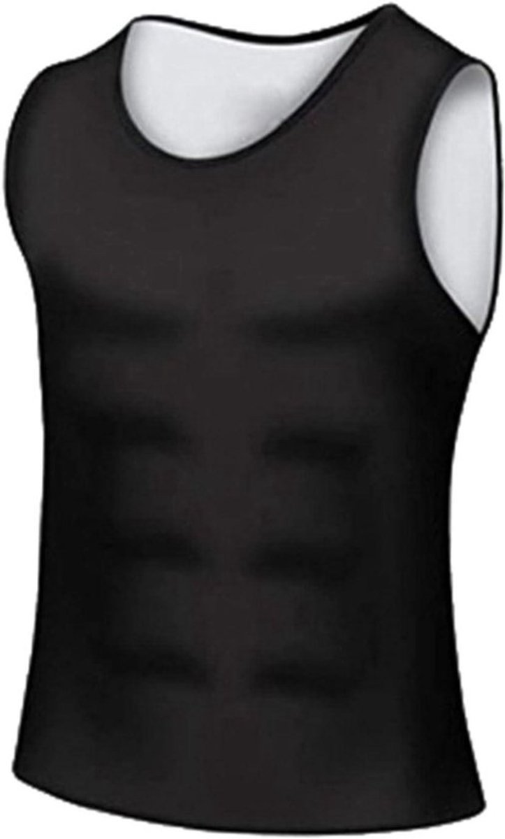 Heren Tanktop Trainingsvest Waterafstotend Sauna Workout Korset Shirt Buikpak Neopreen Shapewear - XXL Zwart Eén Maat
