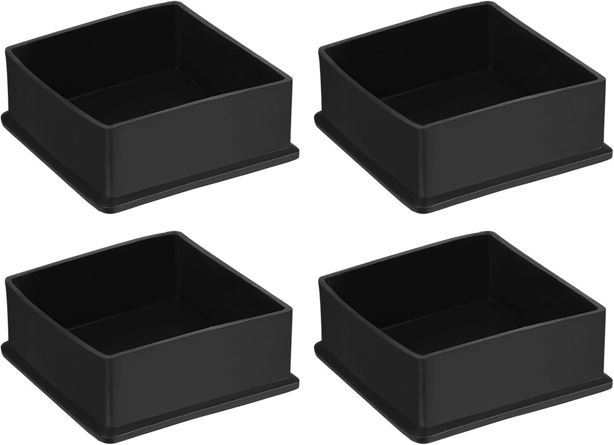 Vierkante Stoelpootdoppen - Zwart - 75 x 75 mm - PVC - Voor Meubels Binnen en Buiten