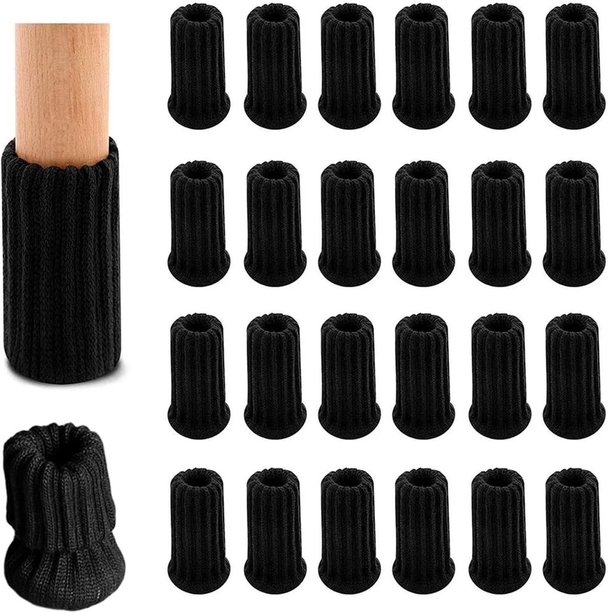 Antislip Meubelschoenen - Zwart - 7 x 4 cm - Polyester - Voor Meubelpootbescherming