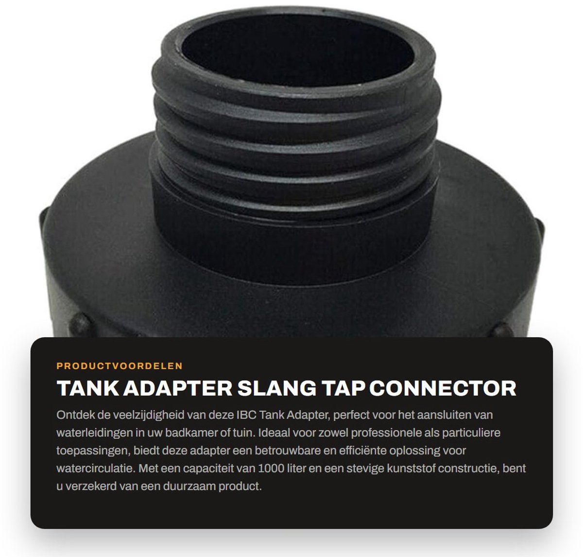 Dailygoods Tank Adapter - Slang Tap Connector - Geschikt voor Watercirculatie - 1000 Liter - Adapter voor IBC Ton Valve - Kunststof - S100 x 8 n...