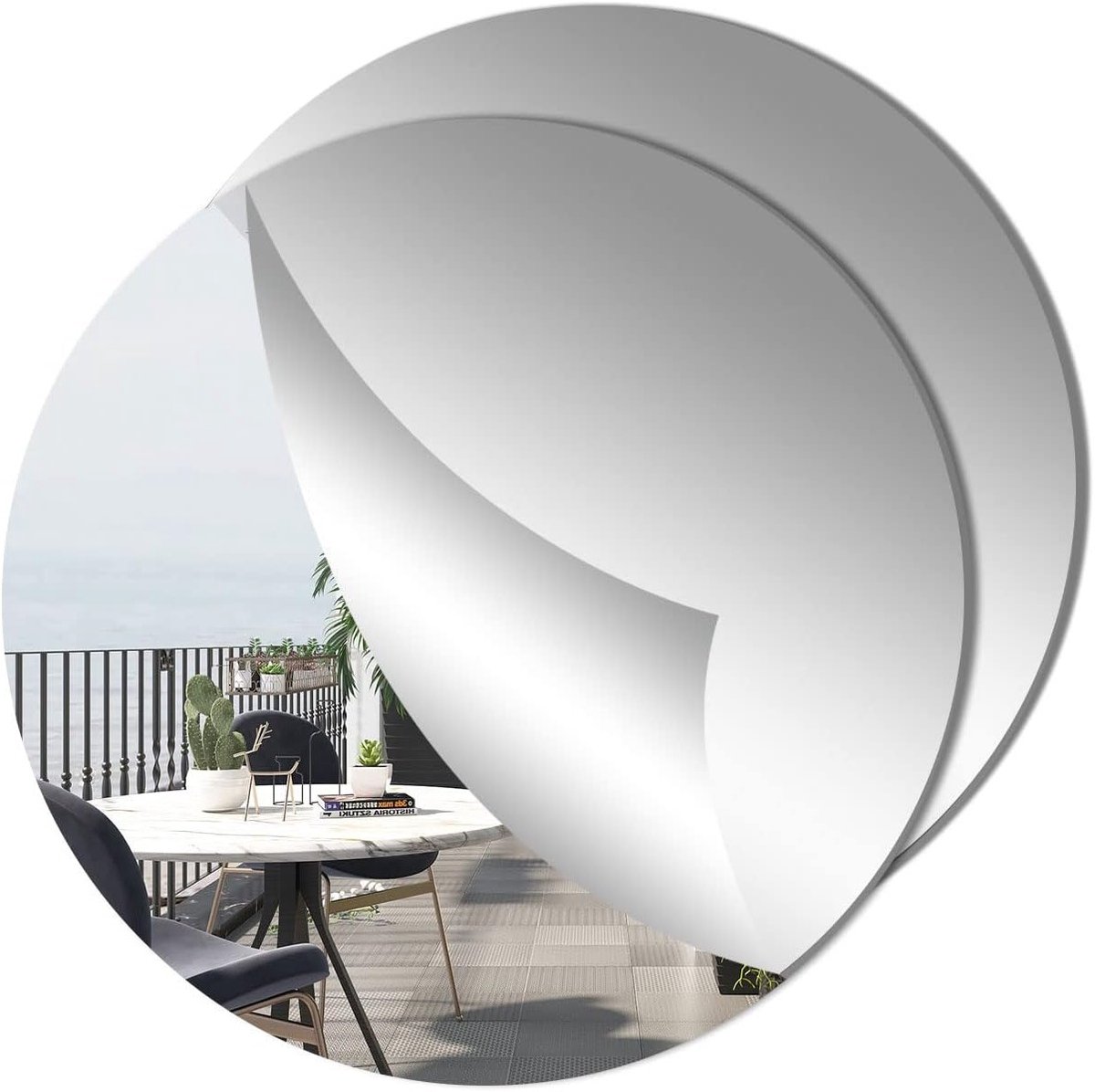 Set van 2 Zelfklevende Acryl Spiegels van 24 cm - Ronde Wanddecoratie voor Thuis, Interieur en Creatieve Projecten