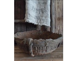 Unieke wabi sabi oude leemmand L/Oude leemmand L
