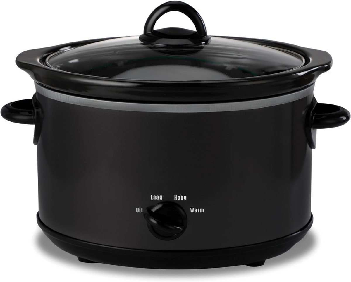 QORA® Slowcooker met timer - Slowcooker - Crockpot - Zwart - 31cm x 21cm x 20cm
