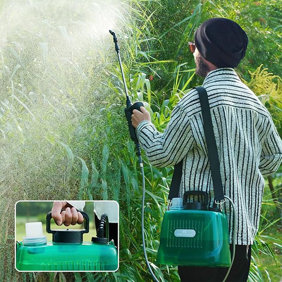 8 liter accu-druksproeier - Elektrische rugsproeier - Druksproeier - Tuinrugsproeier - Comfortabel om te dragen - Telescopische steel - Verstelbare sproeikop - Geschikt voor tuinonderhoud en desinfectie - 2000 mAh - Groen - 1 stuk — afbeelding 4