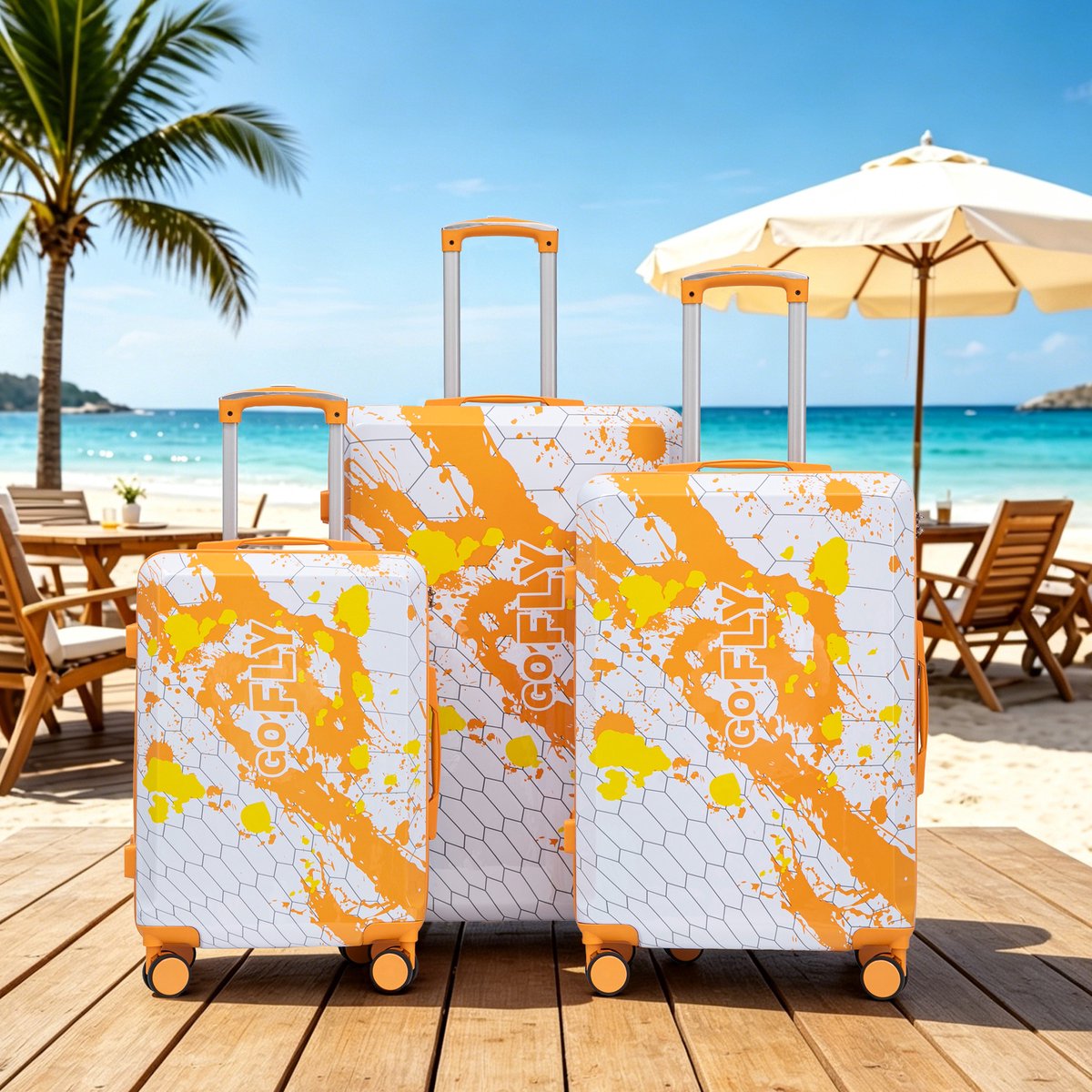 Koffer set- Grote Reiskoffer - 3 Delige Oranje Reiskoffer - Handbagage Koffer - Reiskoffer - Trolley - Koffers - 28/24/20 - Spinner wielen - Cijferslot - Lichtgewicht