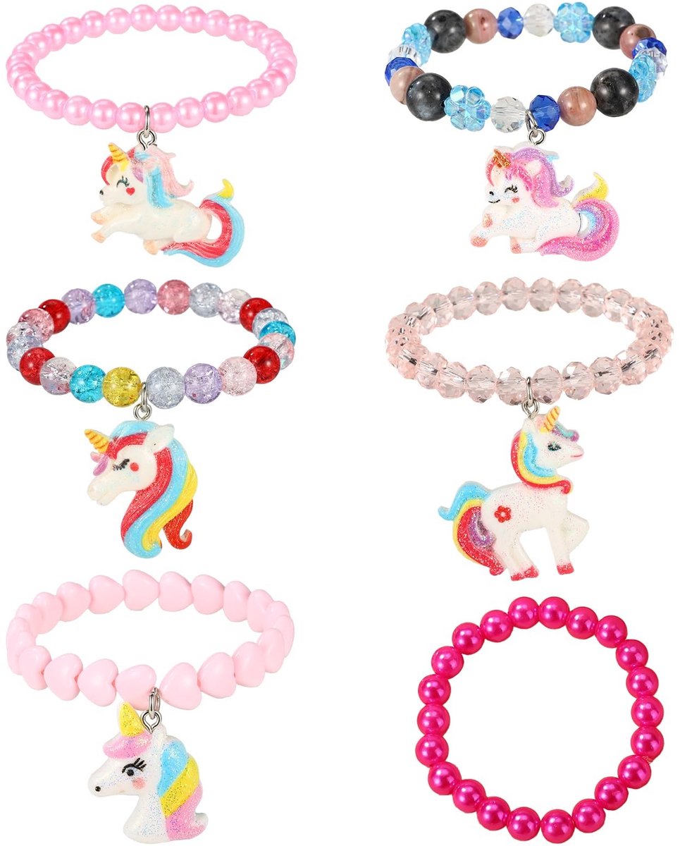 Eenhoornarmbanden - Dailygoods- Regenboogarmbanden 6 Stuks