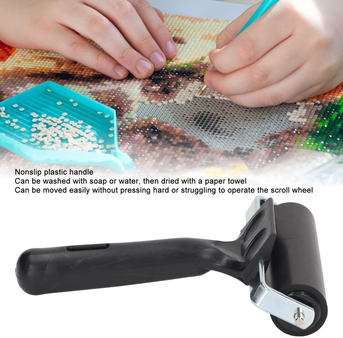Dailygoods- Schilderij Roller 10cm - Antislip Handvat - Eenvoudig te Gebruiken - Gemakkelijk Schoon te Maken - Geschikt voor Strasstenen - Comfortabele Grip - Verfroller