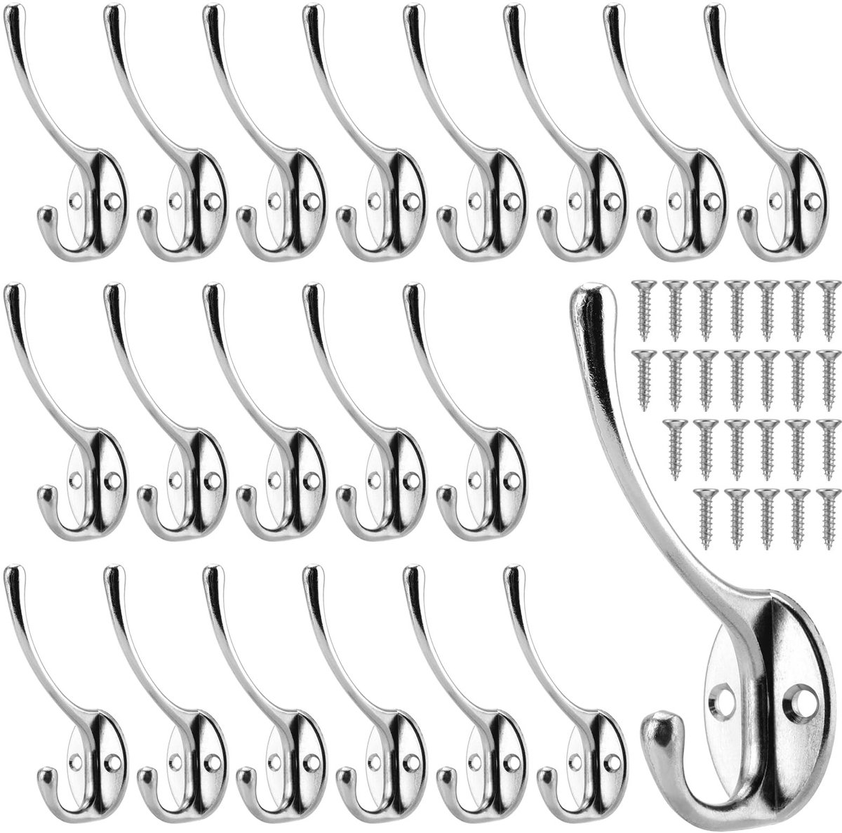 Dailygoods- Kapstokhaken 20 Stuks - Vintage Wandhaken - Zware Ophanghaken - Retro Jashaak - Hoogwaardige Materialen - Stabiel en Sterk