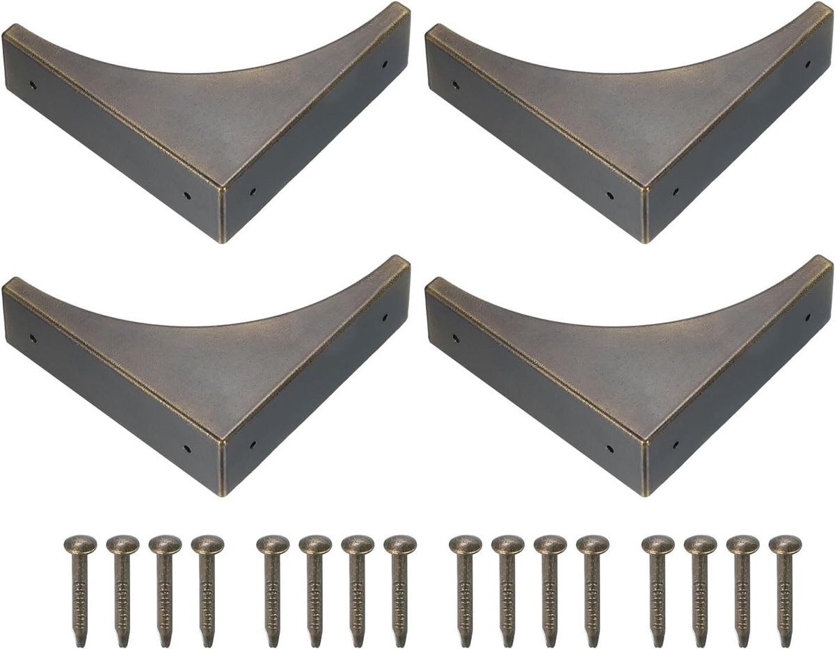 Hoekbeschermers - Meubel hoeken - Meubels beschermen - Metaal vintage stijl - 6.3 cm - Brons