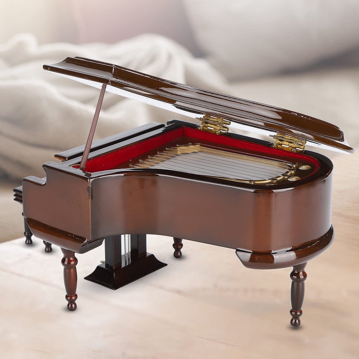 Dailygoods- Piano Miniatuur Houten Model - Decoratie Woonkamer - Muziekdoos - Hoogwaardig Vakmanschap - Elegante Ontwerp - Betoverende Melodie