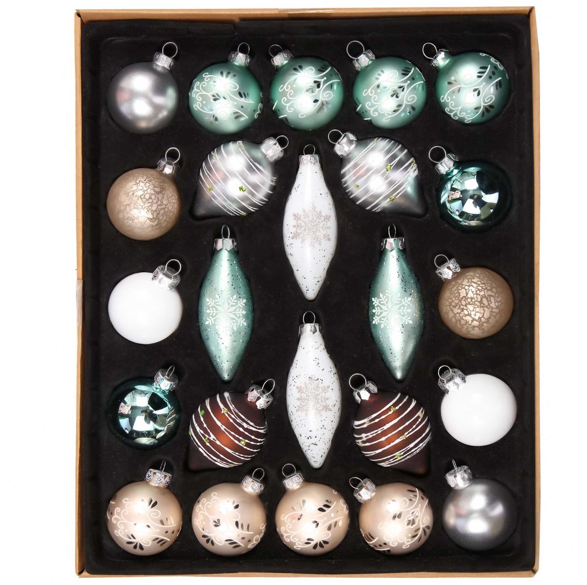Dailygoods - Set van 24 Glazen Kerstballen in Diverse Kleuren voor Kerstdecoratie