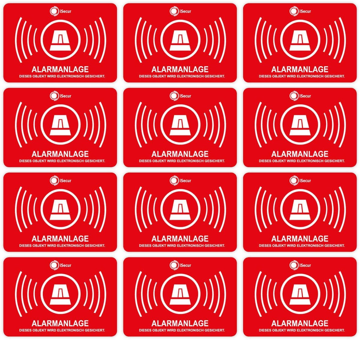 Dailygoods - 12 Alarm Beveiligde Stickers voor Buiten - UV en Weerbestendig