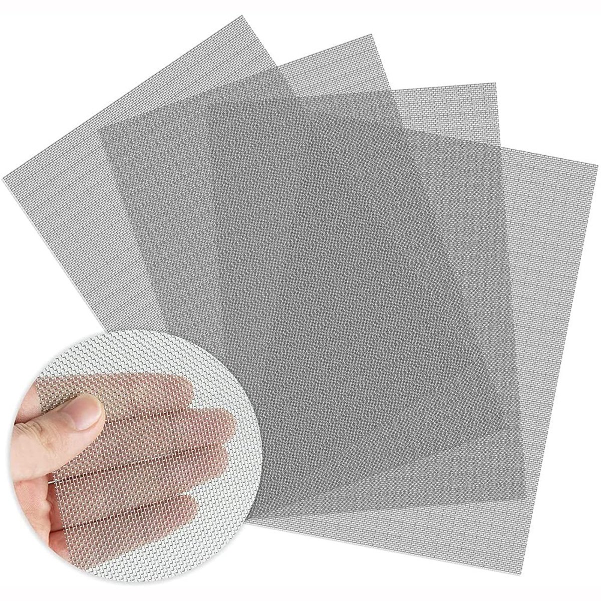 Dailygoods- Gaas Scherm - 4 Stuks - Roestvrij Staal - 9,8 x 4,9 Inch - 1 mm Gat 20 Mesh - Hittebestendig - Gemakkelijk te Snijden - Metaalgaas