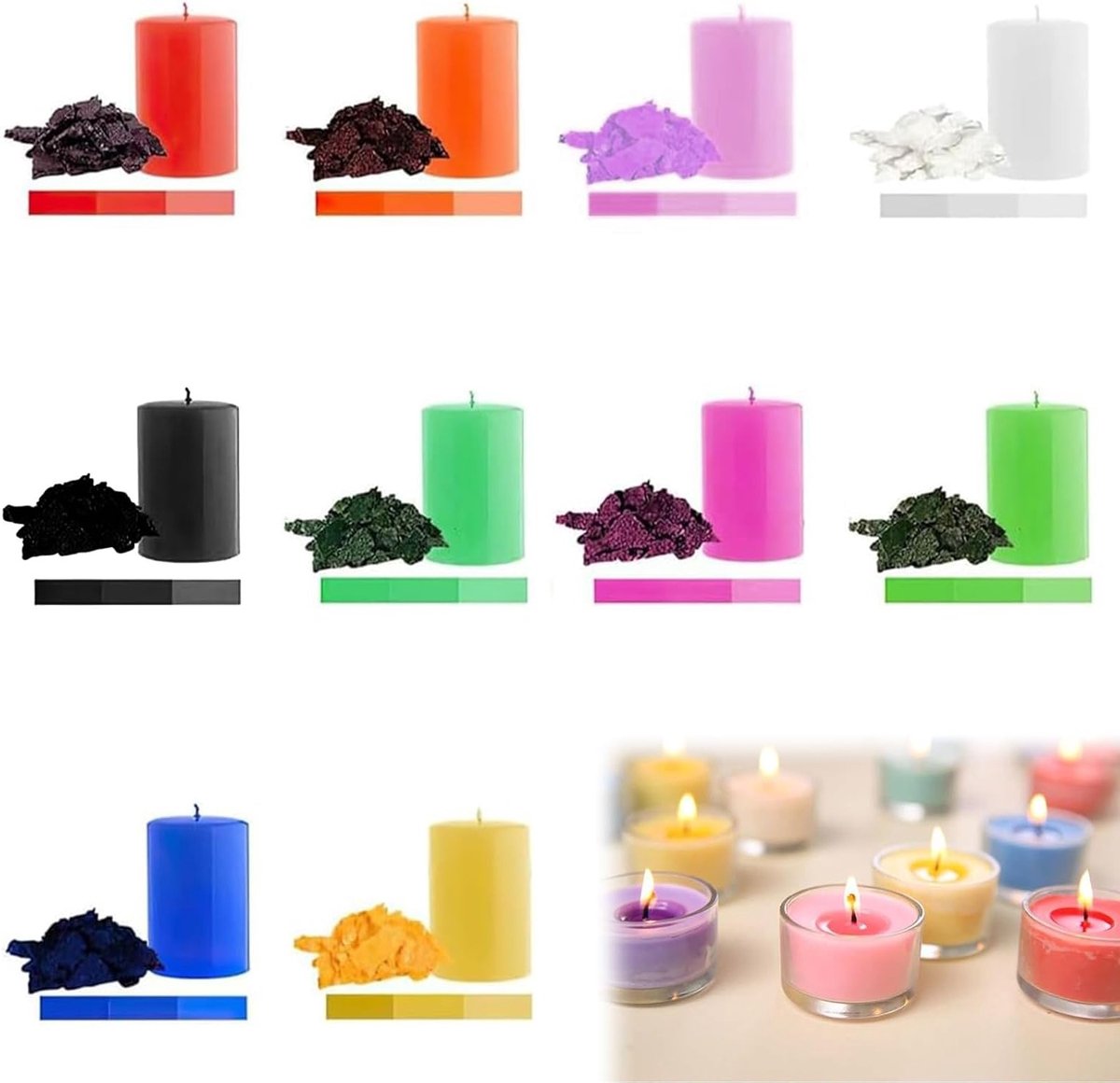 Kleurset voor Kaarsen, 10 Kleuren x 5g Kaarsverf, Hooggeconcentreerde Kleurstoffen voor DI