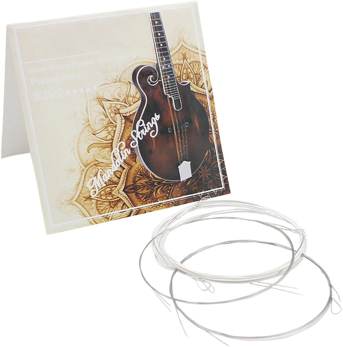 Dailygoods- Mandoline Snaren - 8-delige Set - Zilvergeplateerde Koperen Legering - Ideale Spanning - Eenvoudige Installatie - Duidelijke Timbre