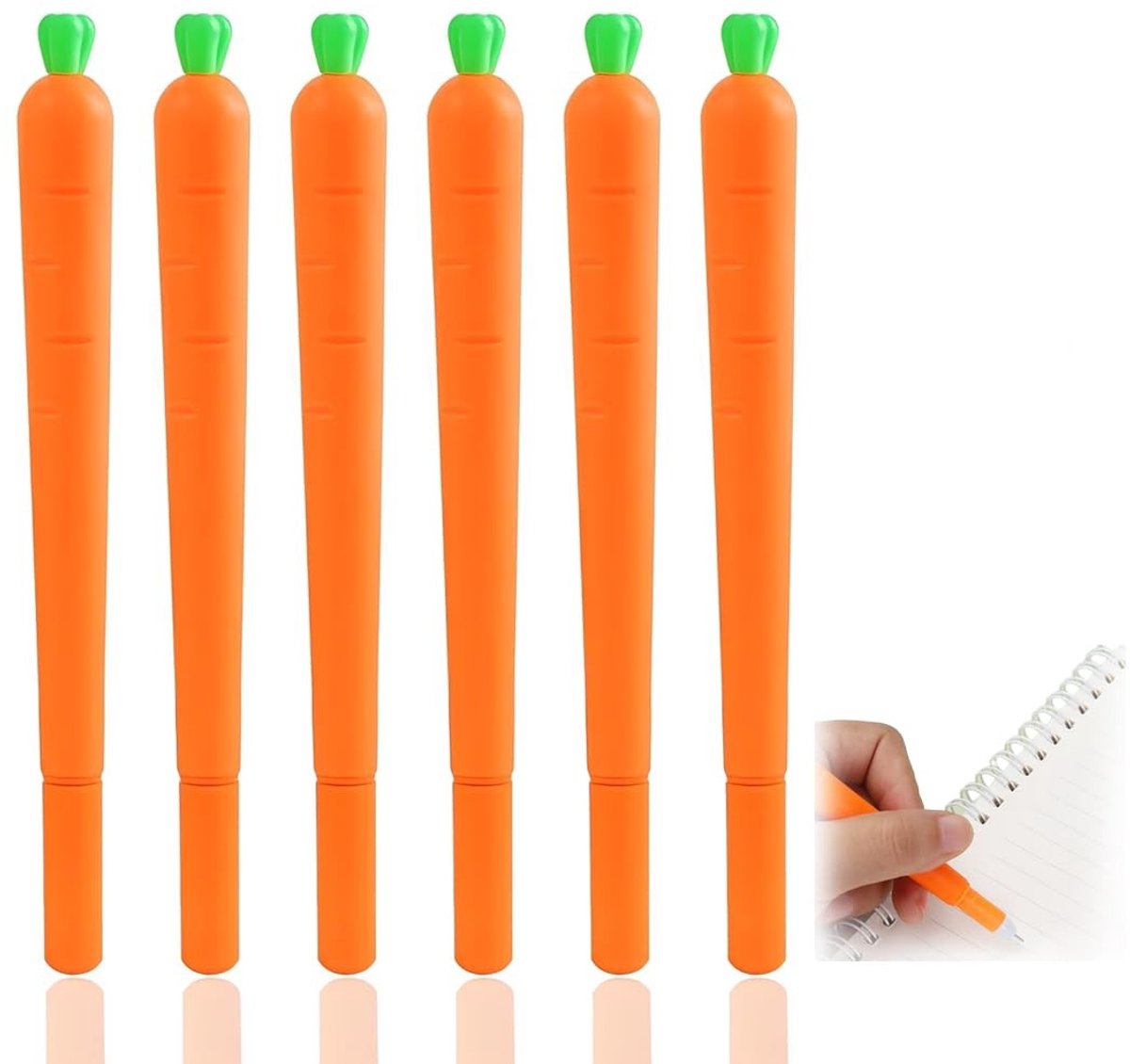 Dailygoods- Wortelstiften 6 Stuks - Zwarte Schrijfwaren - Kantoorbenodigdheden - Cadeau voor Kinderen - Lichtgewicht en Duurzaam - Perfect voor Paasdecoraties - Balpen