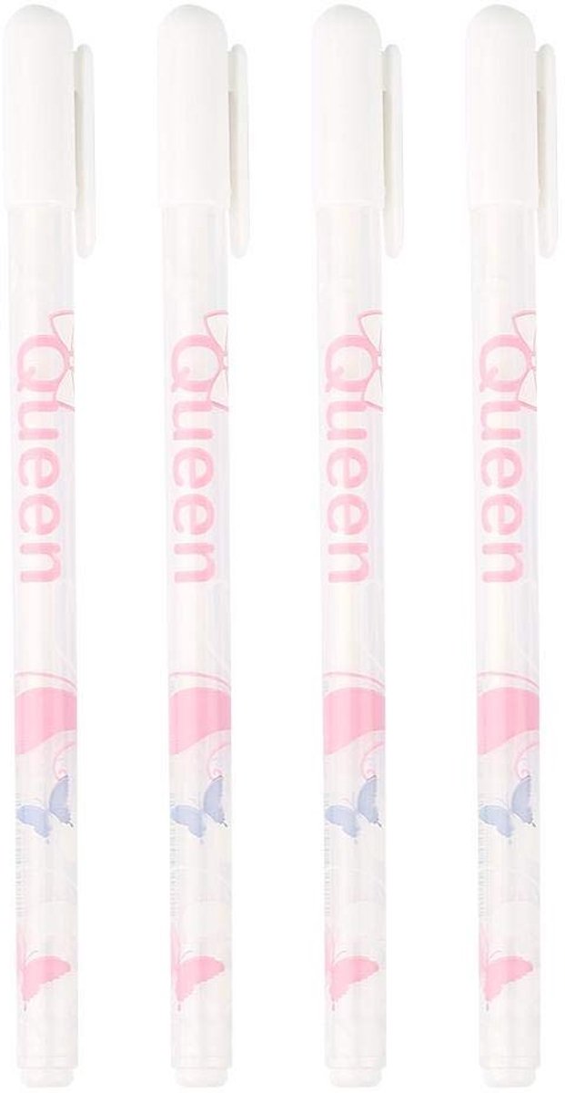 Dailygoods- Gelpen 0,8 mm - 4 Stuks - Wit - Kunststof - Schrijfpunt - Gloednieuw - Schrijfpennen