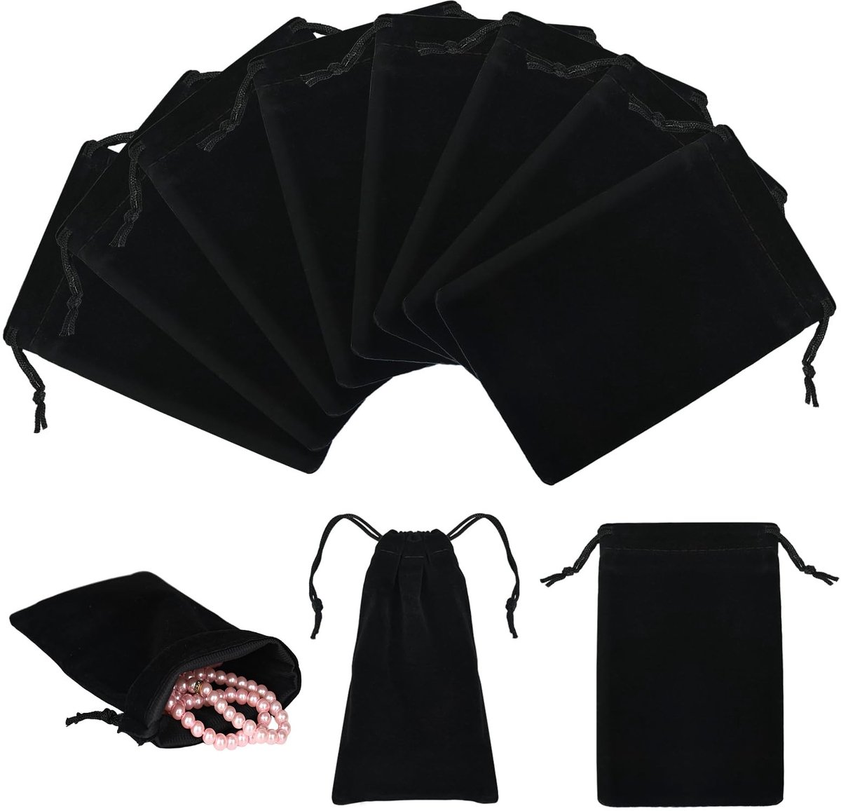 Dailygoods- Fluwelen Zakjes 20 Stuks - 10 x 15 cm - Draagbare Zakjes - Trekkoordsluiting - Zachte Sieradenzakjes - Ideaal voor Sieraden