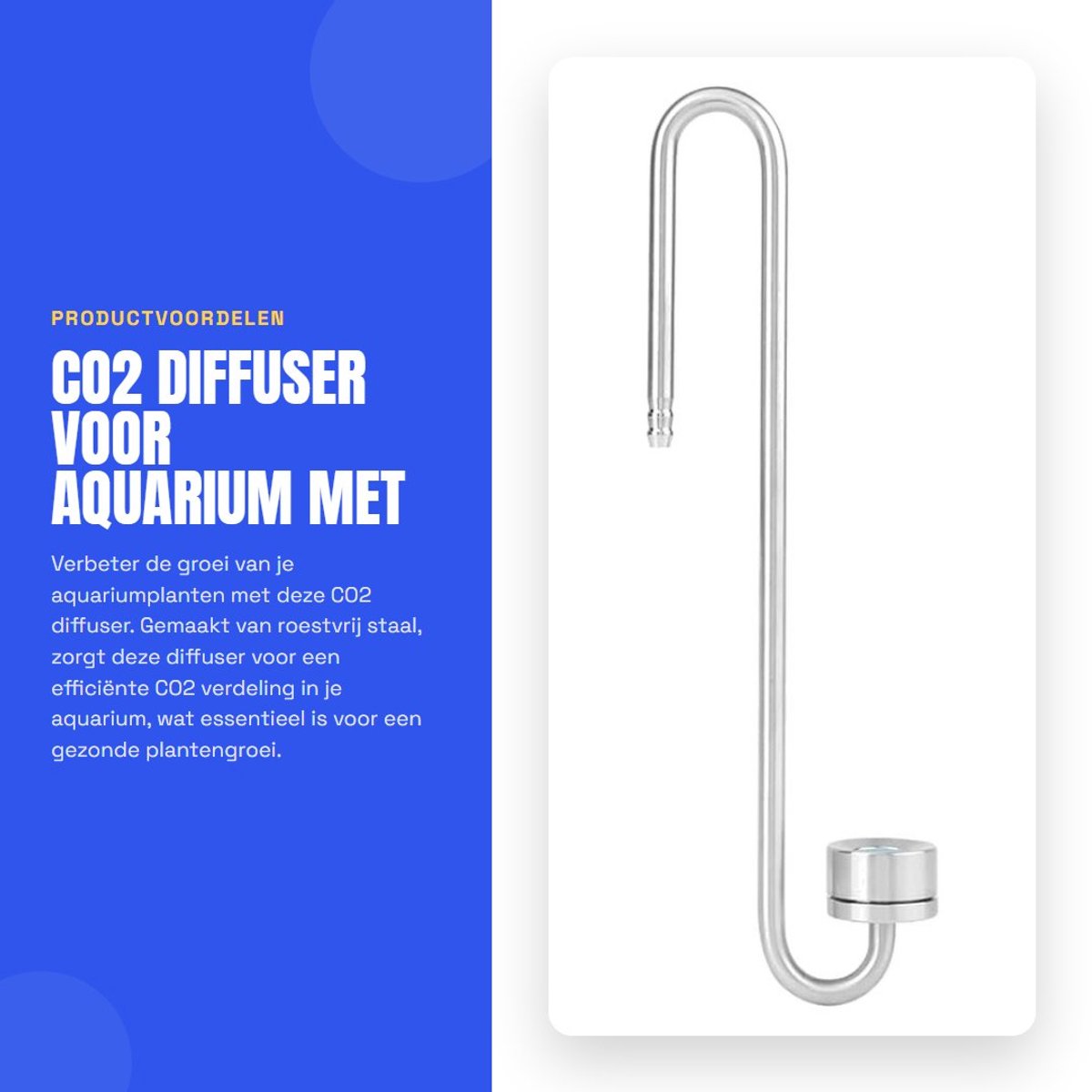 Dailygoods- CO2 Diffuser 20cm - Roestvrij Staal - Magnetische Bevestiging - Bubble Counter - Duurzaam - Aquarium Accessoire