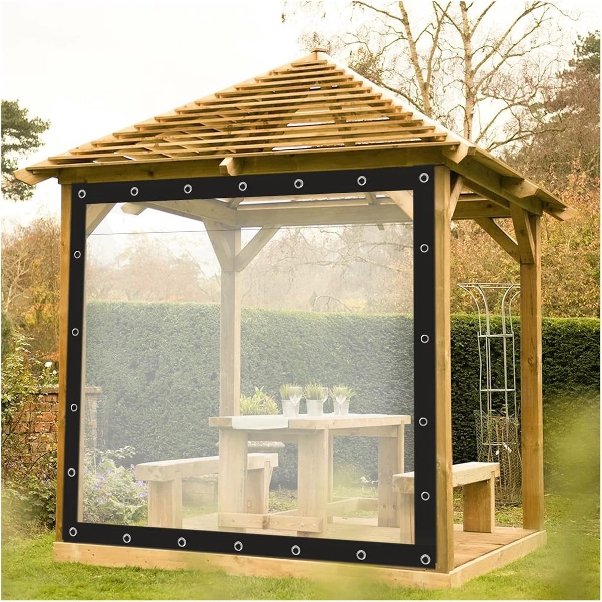 Waterdicht Zeil - Transparant PVC - Buitenruimte Beschermen - Met Doorvoertules - 18 x - Transparant