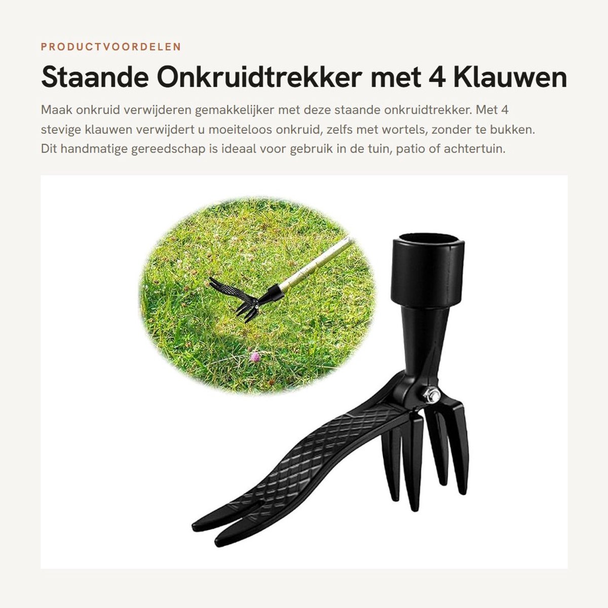 Solidchoice- Onkruidtrekker Sterk en Duurzaam - Handmatig Onkruidverwijderingsgereedschap - Onkruidsteker met 4 Klauwen - Tuin/Patiotool - Aluminiumlegering - Eenvoudig te Gebruiken - Onkruidverwijderaar
