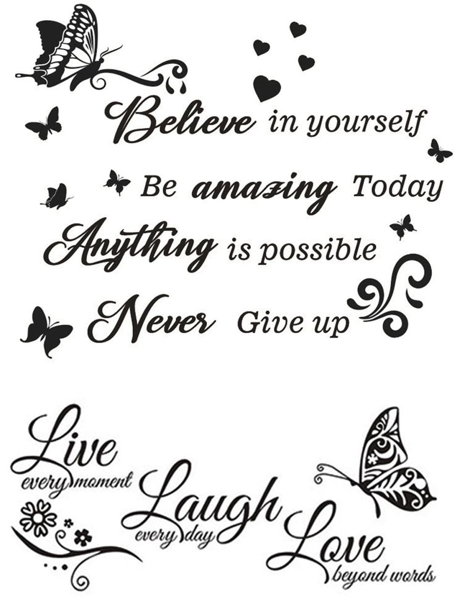 Solidchoice- Muurstickers Inspirerende Citaten - Wanddecoratie - PVC - 2 Stuks - Vlinders - Meerdere Maten