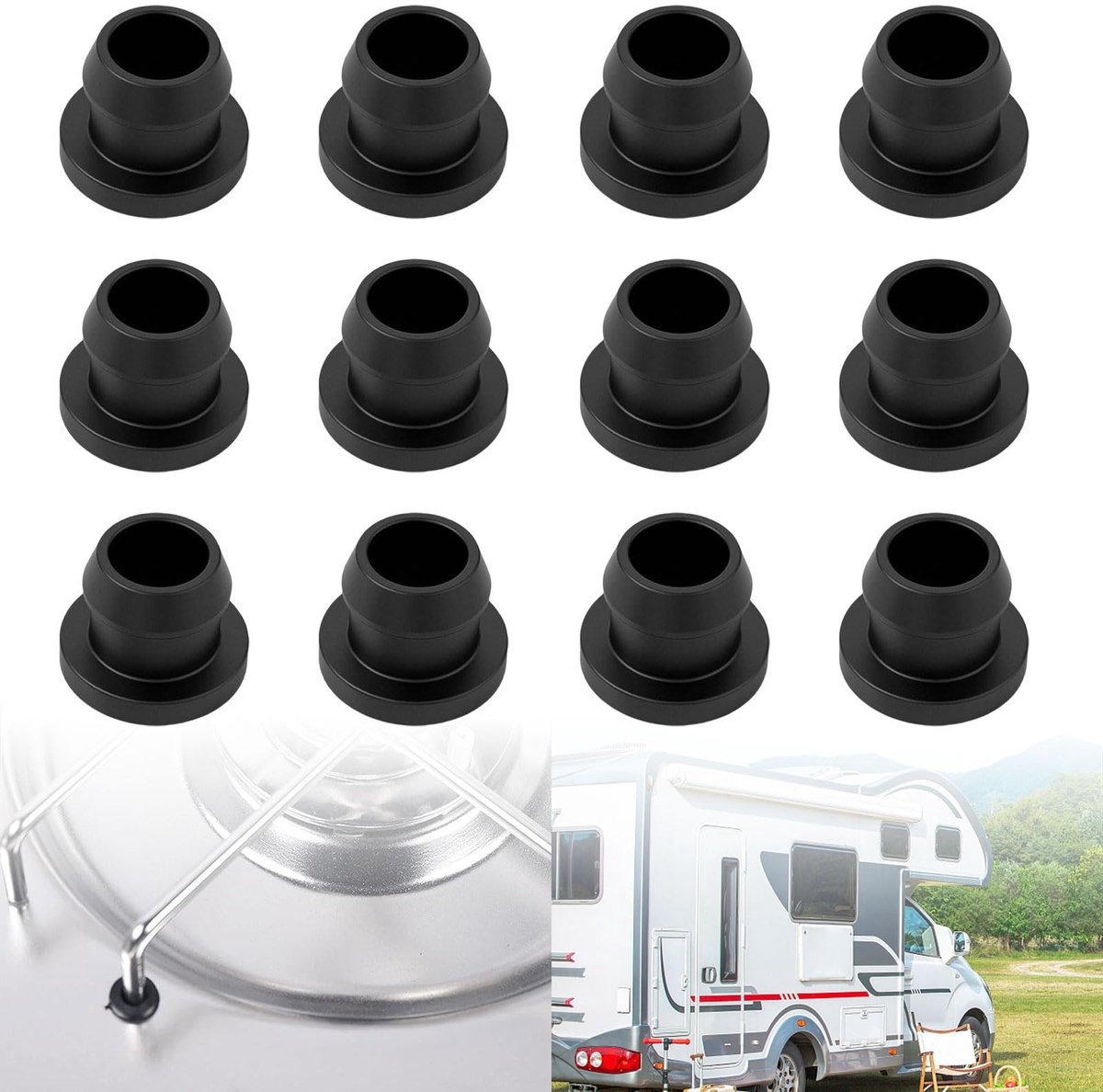 Solidchoice- Rubberen Buisjes Set van 12 Stuks - Potdragerrubbers - Camperaccessoires voor Dometic/Smev/Thetford - Ondersteuning 5 mm Staven - Compatibel met FIAT Ducato/Pössl - Pannenhouderrubbers