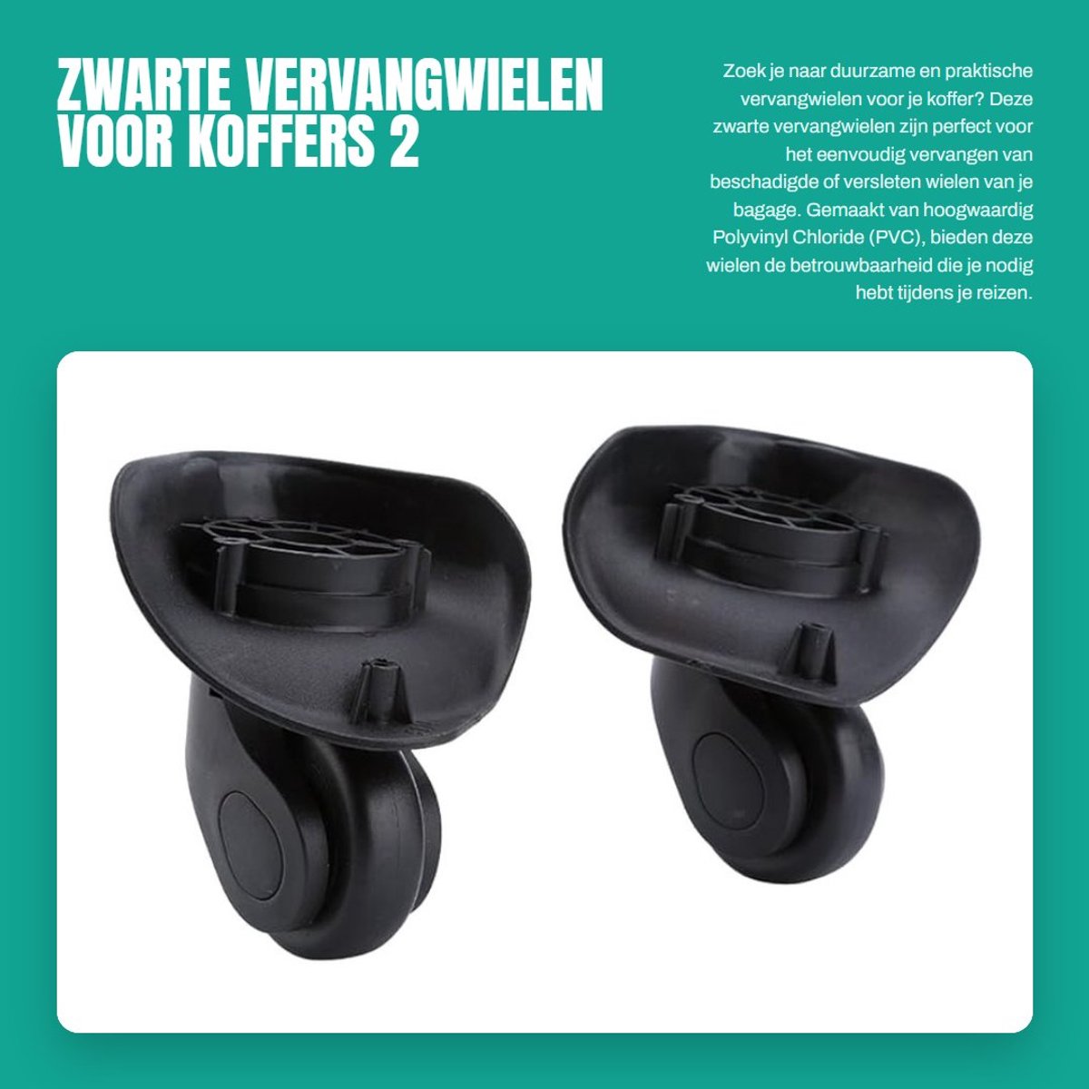 Solidchoice- Vervangwielen Duurzaam - Kofferwielen Vervangset - Rotatable Design - Ideaal voor Reizen - 2 Stuks - 2 Inch Breed