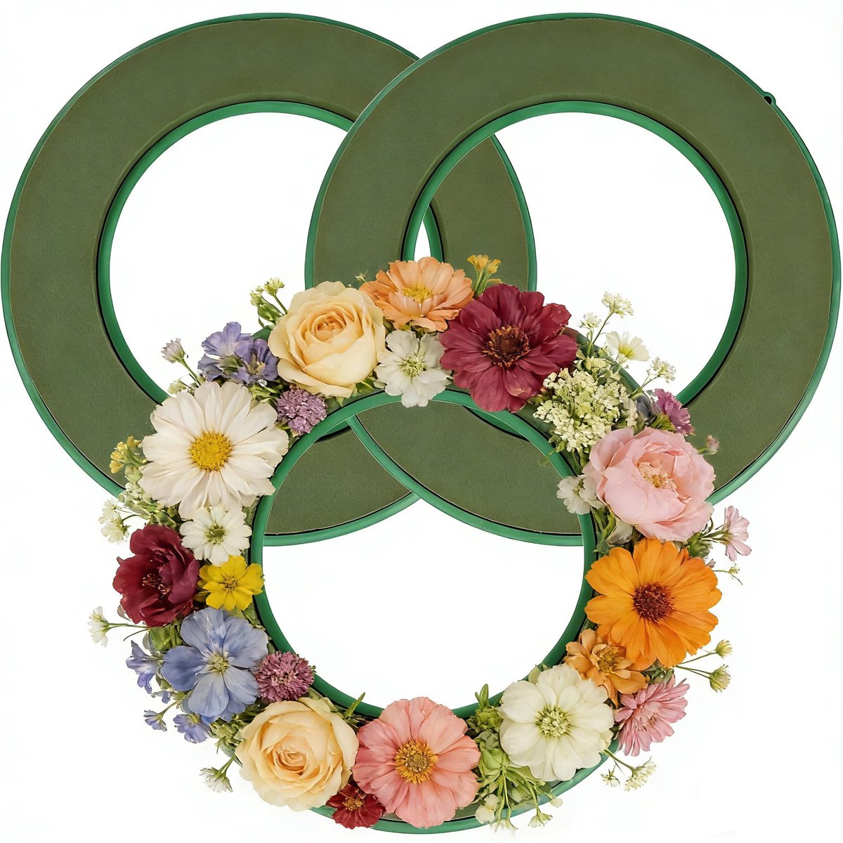 Solidchoice- Steekschuim Groen - Ronde Steekschuim-krans 30 cm - Steekschuim voor Bloemen - Duurzaam Fenolschuim - Geschikt voor Knutselen - Ideaal voor Bruiloften en Verjaardagen - Bloemschuim