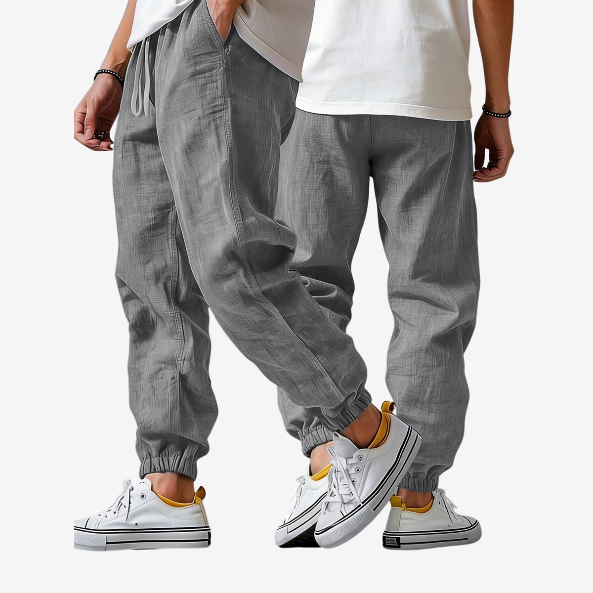 Currero Linnen Broek Heren Zomerbroek Volwassenen Lange Broek Pantalon Strandbroek Zomer Ibiza Stijl Ruimtegrijs