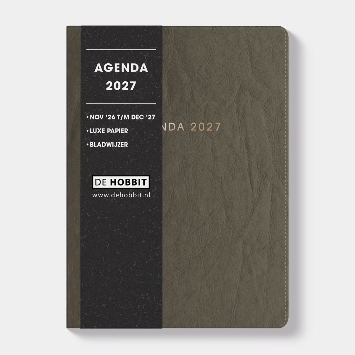 Hobbit - Pocket Deluxe Agenda 2027 - ±A6 (14,8 x 9,5 cm) - Zakagenda - 1 week op 2 pagina's - Flexcover - Washed kraft - Groen