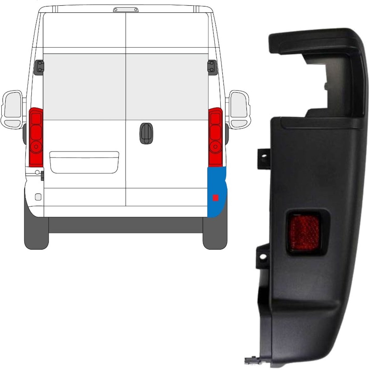 Hoek achterbumper 270 graden voor Opel Movano 2021-2026 / Rechts