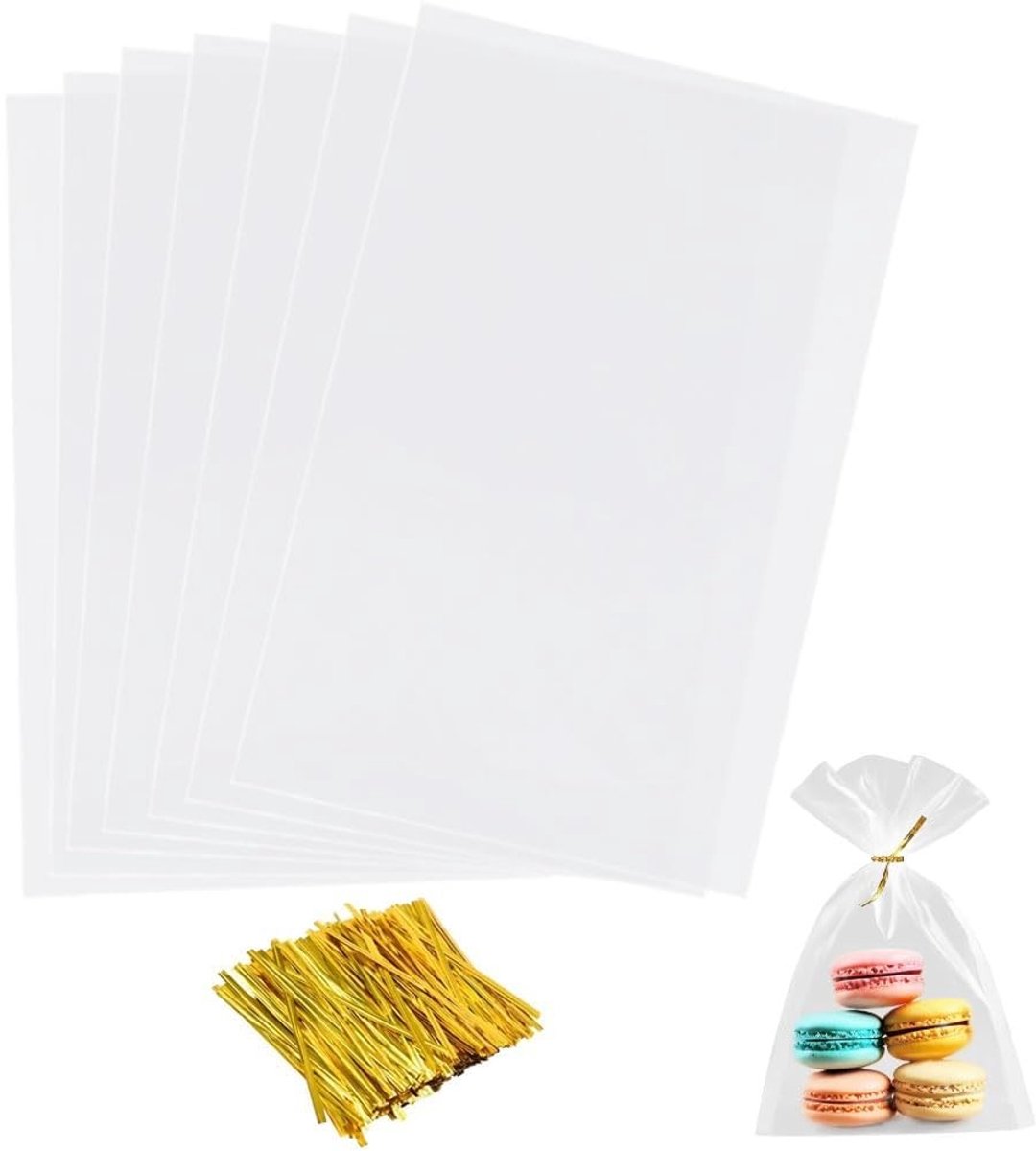 Dailygoods- Snoepzakjes Transparant 100 Stuks - Doorzichtige Cellofaanzakjes - 28 x 20 cm - Vierkante Zakjes - Cadeauzakjes - Geschikt voor Snoep en Snacks