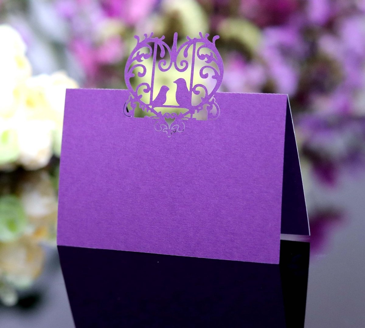 Dailygoods- Bruiloftstafelkaarten 100 stuks - Parelmoerpapier - Lasergesneden Naamplaatje 