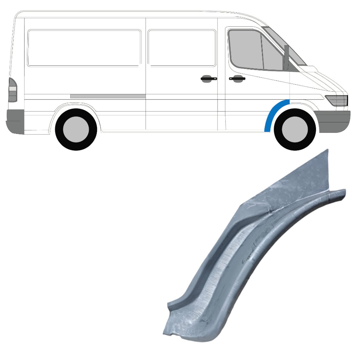 Reparatiepaneel voorspatbord voor Mercedes Sprinter 1995-2006 / Rechts