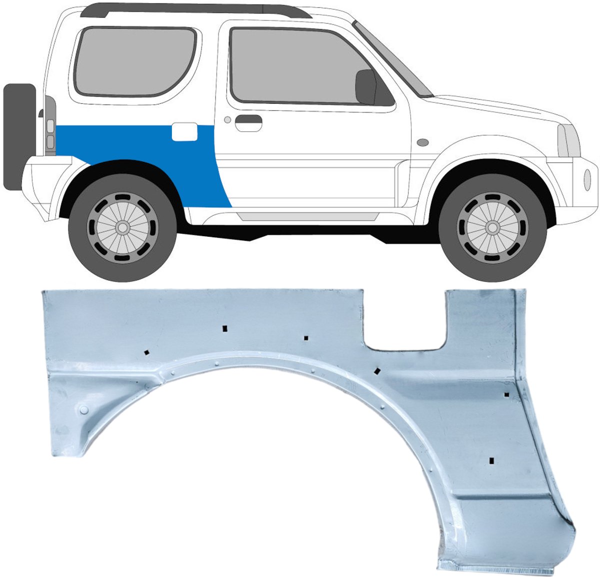 Reparatiepaneel achterspatbord voor Suzuki Jimny 1998-2018 / Rechts