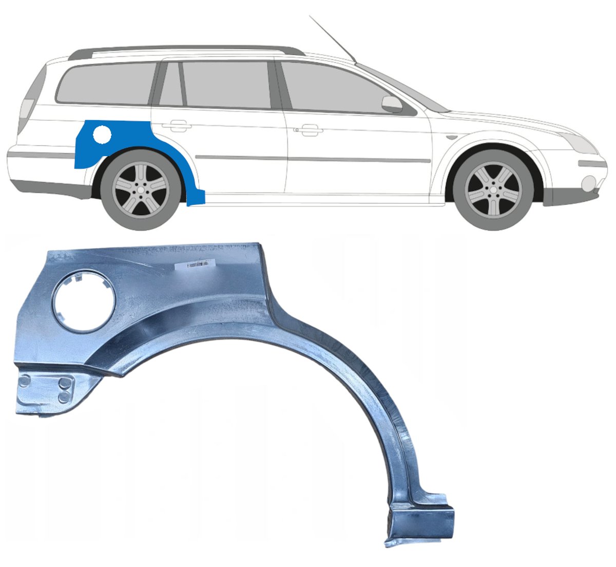 Reparatiepaneel achterspatbord voor Ford Mondeo 2000-2007 / Rechts / COMBI