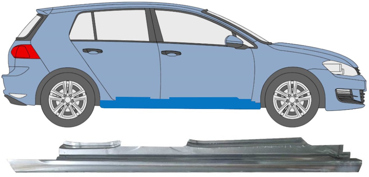Volledige dorpel voor Volkswagen Golf 7 2012- / Rechts