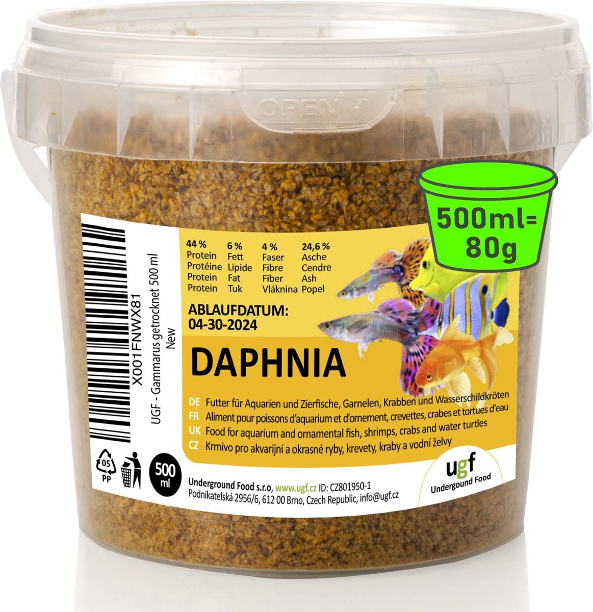 Dailygoods- Watervlooien 80 g - Gedroogde Daphnia - Aquariumvoer - Snacks voor siervissen - Eiwit 44% - Ideaal voor alle vissen - Visvoer