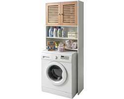 Wasmachinekast - wit - 65x185,5x24 cm - met opbergruimte
